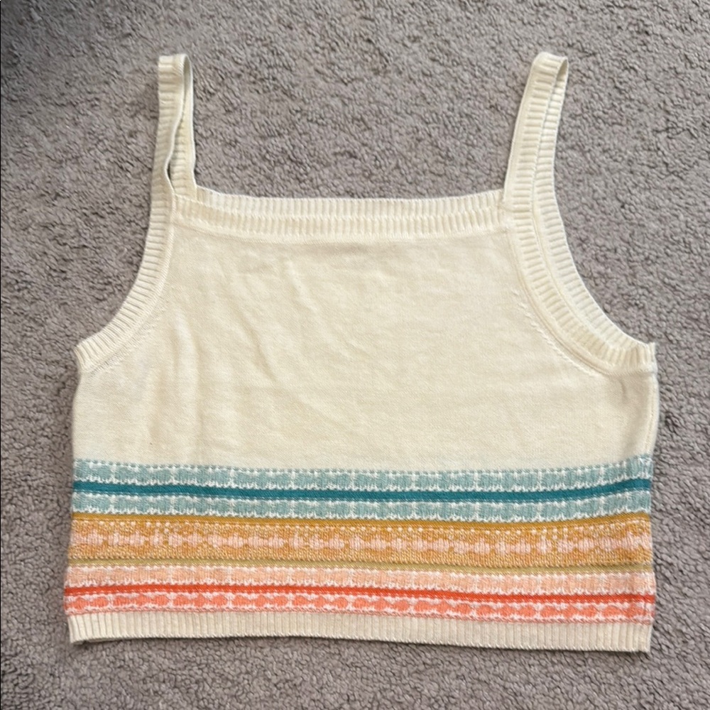 O'Neill Cream Tank Top with Colorful Stripes